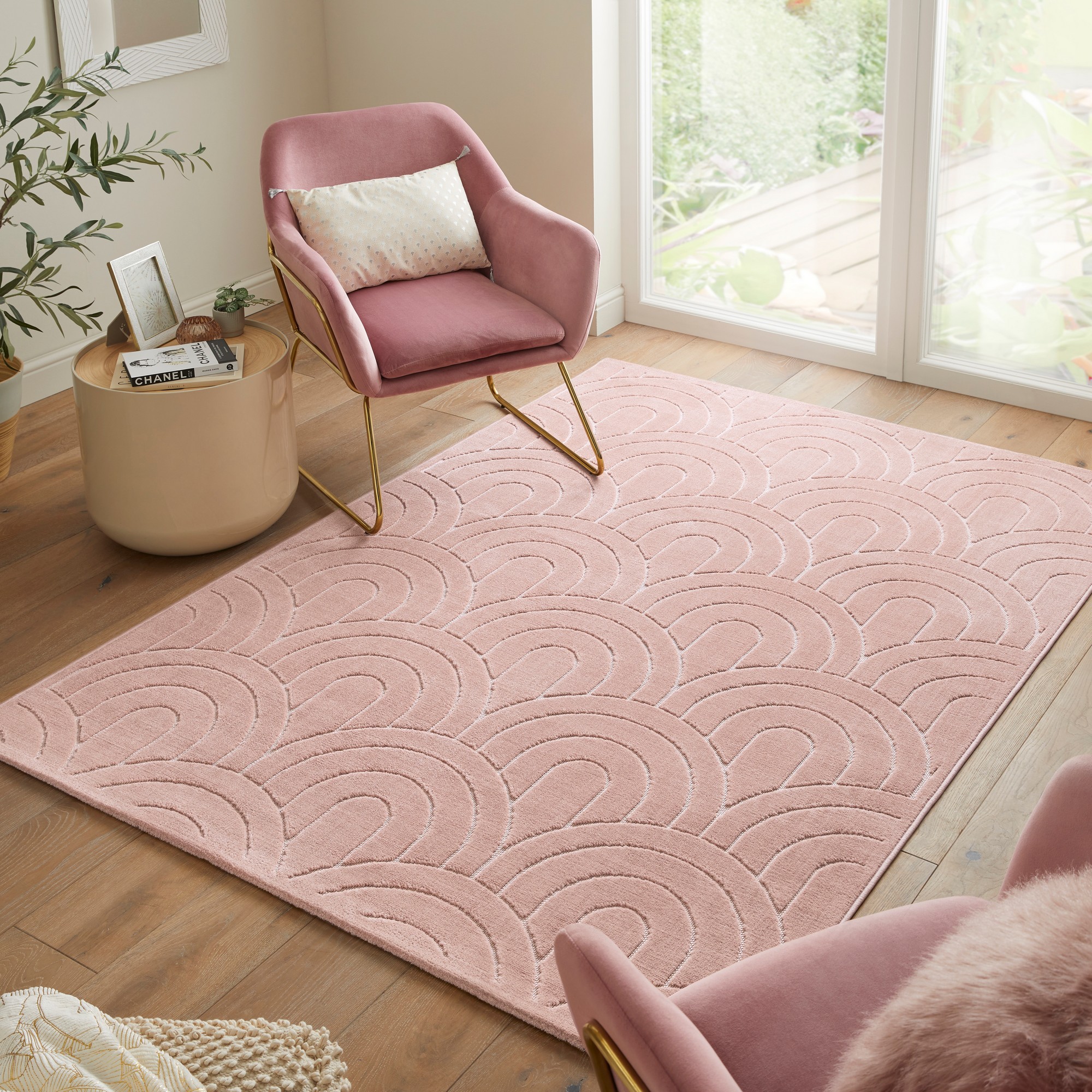 Maze Maz103 Carved Rug By Concept Looms In Dusty Pink